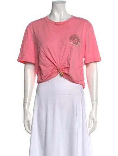Pre-owned Versace Graphic Print Crew Neck T-shirt In Pink
