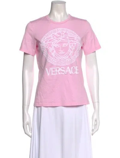 Pre-owned Versace Graphic Print Crew Neck T-shirt In Pink
