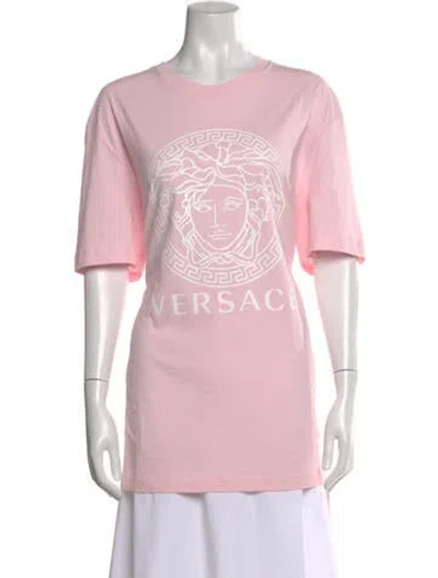 Pre-owned Versace Graphic Print Crew Neck T-shirt In Pink