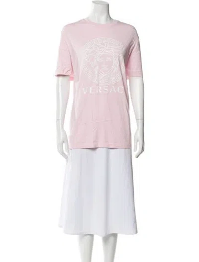Pre-owned Versace Graphic Print Crew Neck T-shirt In Pink