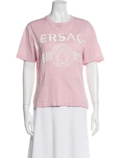 Pre-owned Versace Graphic Print Crew Neck T-shirt In Pink