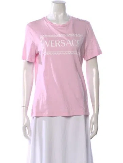 Pre-owned Versace Graphic Print Crew Neck T-shirt In Pink