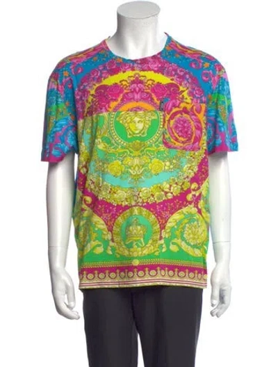 Pre-owned Versace Graphic Print Crew Neck T-shirt In Pink