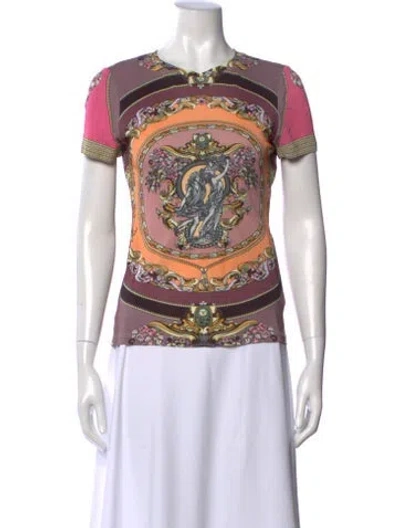 Pre-owned Versace Graphic Print Crew Neck T-shirt In Purple