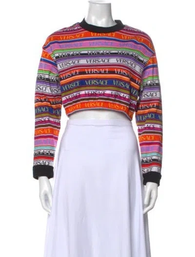 Pre-owned Versace Graphic Print Crew Neck T-shirt In Purple