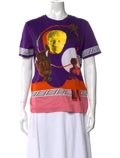 Pre-owned Versace Graphic Print Crew Neck T-shirt In Purple