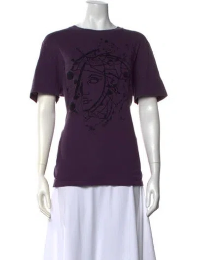 Pre-owned Versace Graphic Print Crew Neck T-shirt In Purple