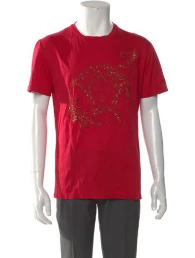 Pre-owned Versace Graphic Print Crew Neck T-shirt In Red
