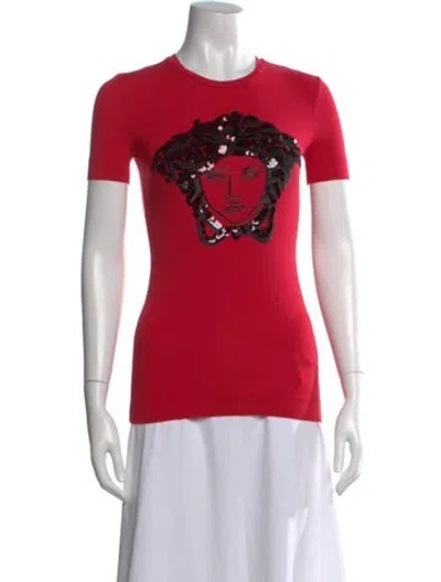 Pre-owned Versace Graphic Print Crew Neck T-shirt In Red