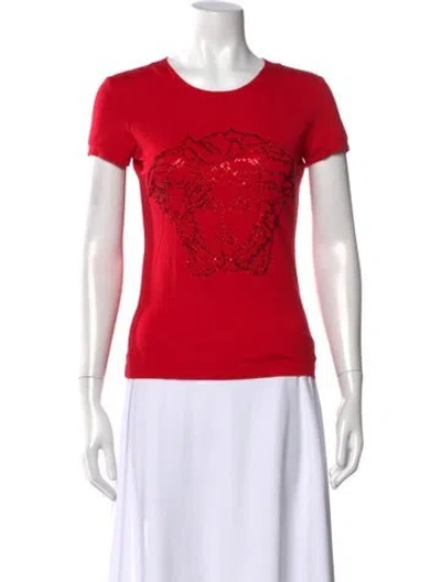 Pre-owned Versace Graphic Print Crew Neck T-shirt In Red