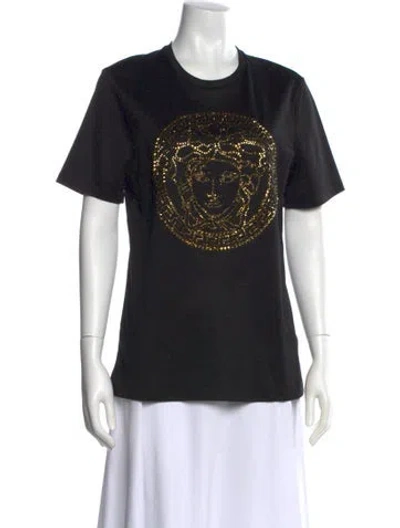 Pre-owned Versace Graphic Print Crew Neck T-shirt W/ Tags In Black