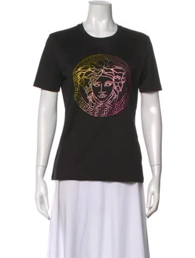 Pre-owned Versace Graphic Print Crew Neck T-shirt W/ Tags In Black