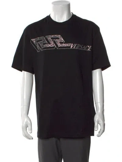 Pre-owned Versace Graphic Print Crew Neck T-shirt W/ Tags In Black