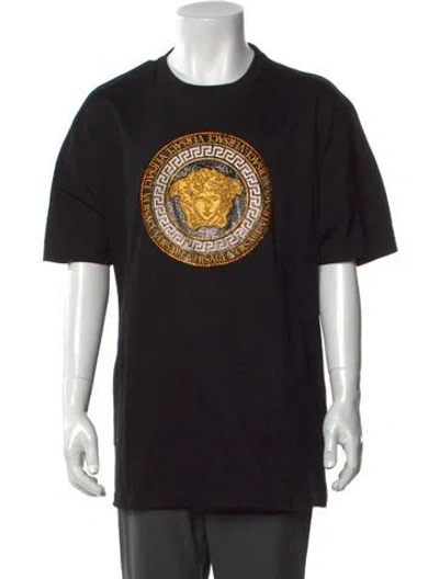 Pre-owned Versace Graphic Print Crew Neck T-shirt W/ Tags In Black