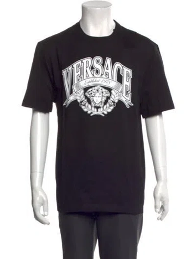 Pre-owned Versace Graphic Print Crew Neck T-shirt W/ Tags In Black