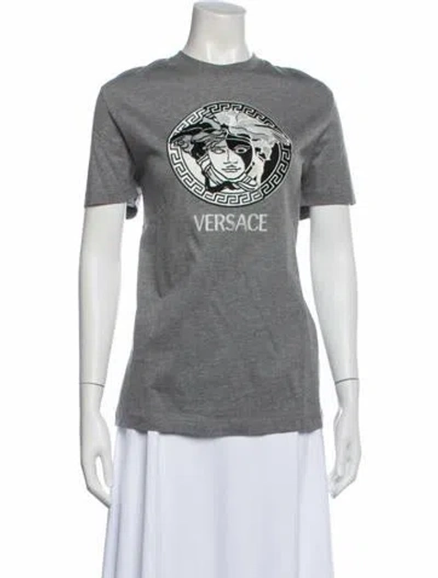 Pre-owned Versace Graphic Print Crew Neck T-shirt W/ Tags In Gray
