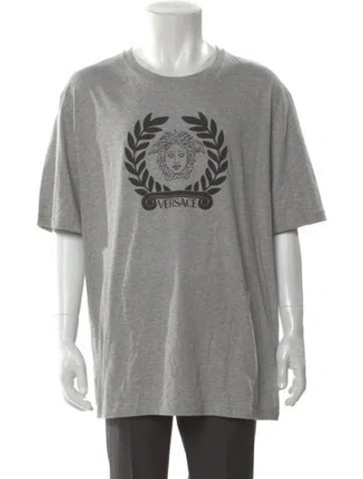 Pre-owned Versace Graphic Print Crew Neck T-shirt W/ Tags In Gray
