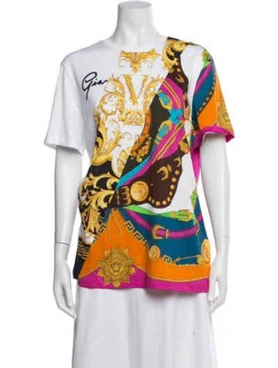 Pre-owned Versace Graphic Print Crew Neck T-shirt W/ Tags In Orange/pink