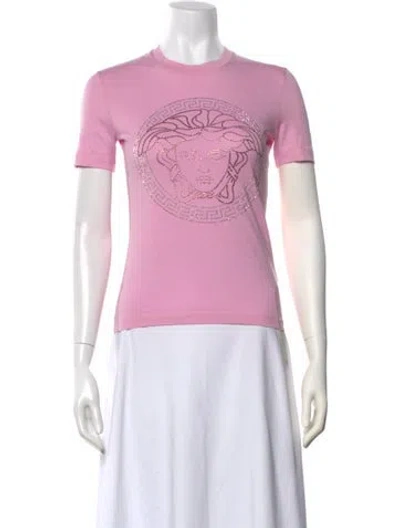 Pre-owned Versace Graphic Print Crew Neck T-shirt W/ Tags In Pink