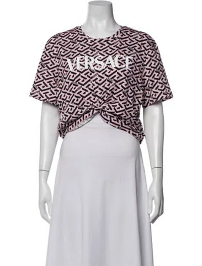 Pre-owned Versace Graphic Print Crew Neck T-shirt W/ Tags In Pink