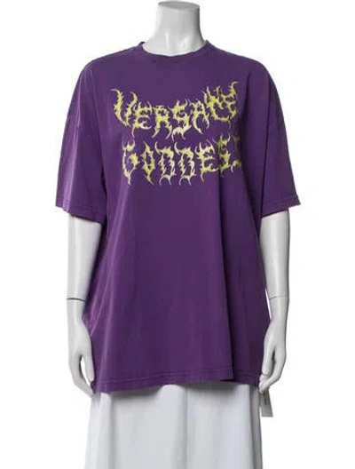 Pre-owned Versace Graphic Print Crew Neck T-shirt W/ Tags In Purple