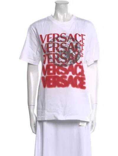 Pre-owned Versace Graphic Print Crew Neck T-shirt W/ Tags In White