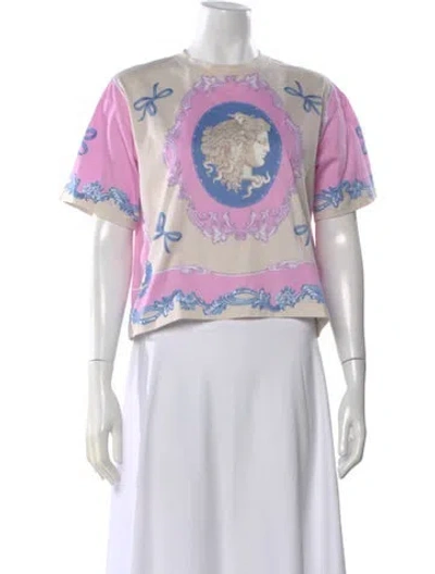 Pre-owned Versace Graphic Print Crew Neck T-shirt W/ Tags In White