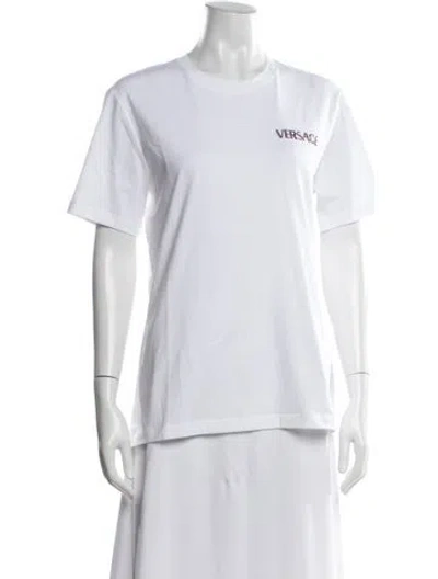 Pre-owned Versace Graphic Print Crew Neck T-shirt W/ Tags In White