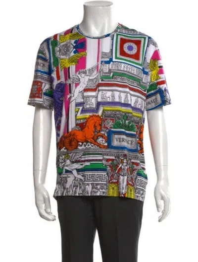 Pre-owned Versace Graphic Print Crew Neck T-shirt W/ Tags In White