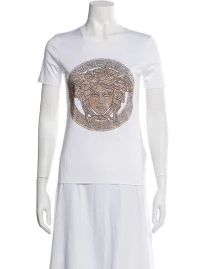 Pre-owned Versace Graphic Print Crew Neck T-shirt W/ Tags In White