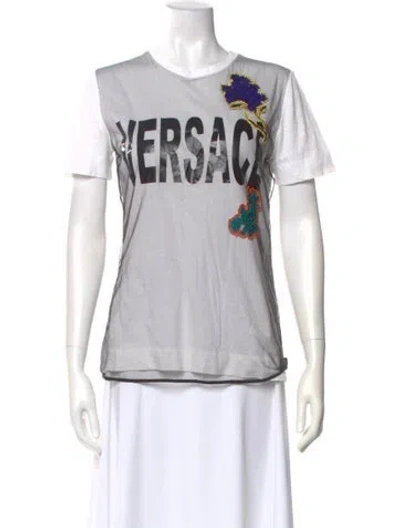 Pre-owned Versace Graphic Print Crew Neck T-shirt In White