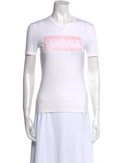 Pre-owned Versace Graphic Print Crew Neck T-shirt In White