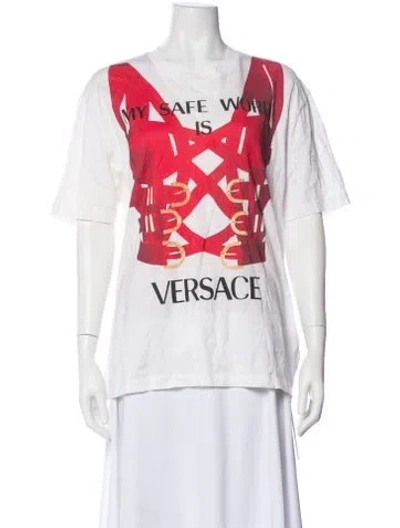 Pre-owned Versace Graphic Print Crew Neck T-shirt In White