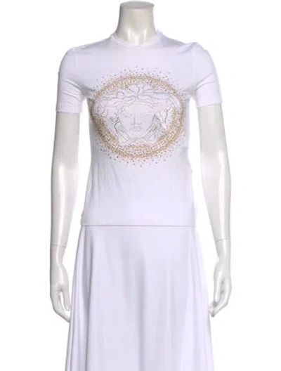 Pre-owned Versace Graphic Print Crew Neck T-shirt In White