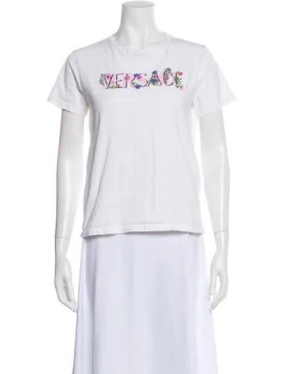 Pre-owned Versace Graphic Print Crew Neck T-shirt In White