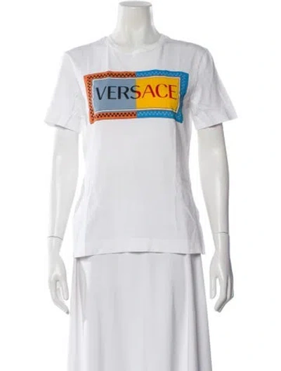 Pre-owned Versace Graphic Print Crew Neck T-shirt In White