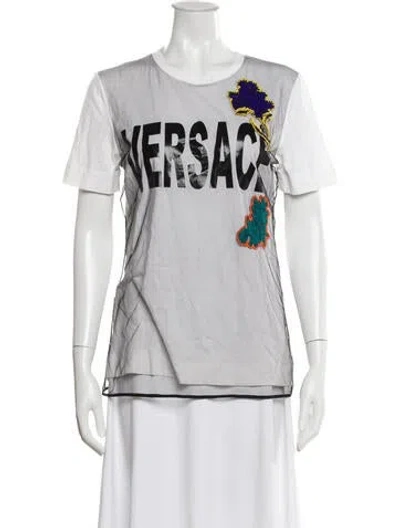 Pre-owned Versace Graphic Print Crew Neck T-shirt In White
