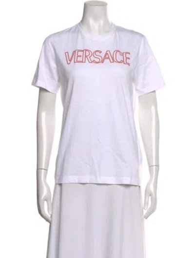Pre-owned Versace Graphic Print Crew Neck T-shirt In White
