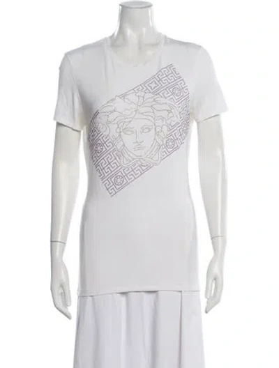 Pre-owned Versace Graphic Print Crew Neck T-shirt In White