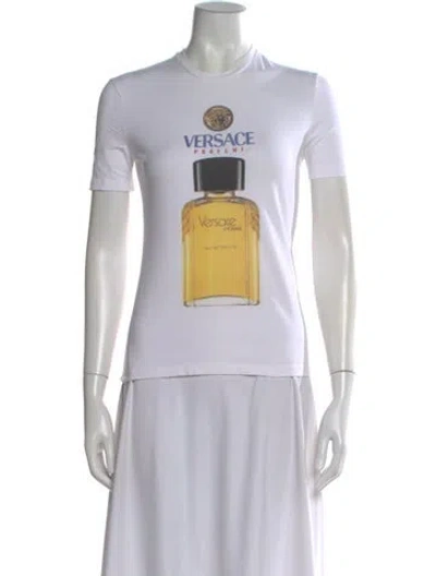 Pre-owned Versace Graphic Print Crew Neck T-shirt In White