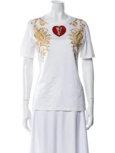 Pre-owned Versace Graphic Print Crew Neck T-shirt In White