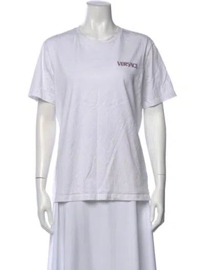 Pre-owned Versace Graphic Print Crew Neck T-shirt In White