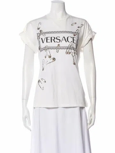 Pre-owned Versace Graphic Print Crew Neck T-shirt In White