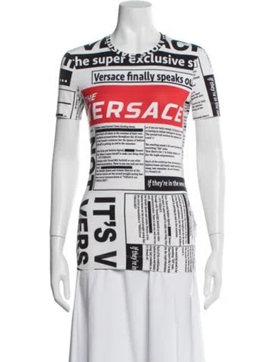 Pre-owned Versace Graphic Print Crew Neck T-shirt In White