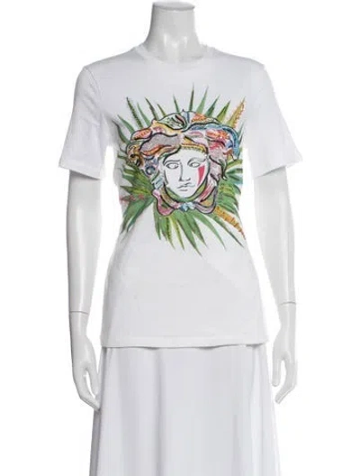 Pre-owned Versace Graphic Print Crew Neck T-shirt In White
