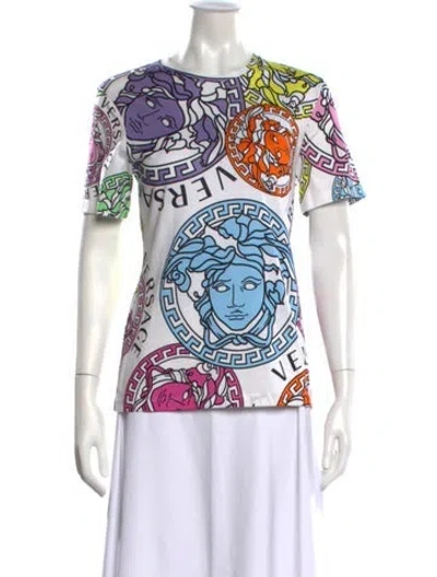 Pre-owned Versace Graphic Print Crew Neck T-shirt In White
