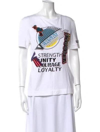Pre-owned Versace Graphic Print Crew Neck T-shirt In White
