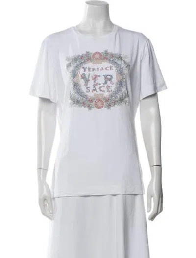 Pre-owned Versace Graphic Print Crew Neck T-shirt In White