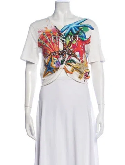 Pre-owned Versace Graphic Print Crew Neck T-shirt In White