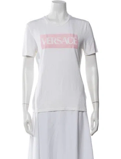 Pre-owned Versace Graphic Print Crew Neck T-shirt In White